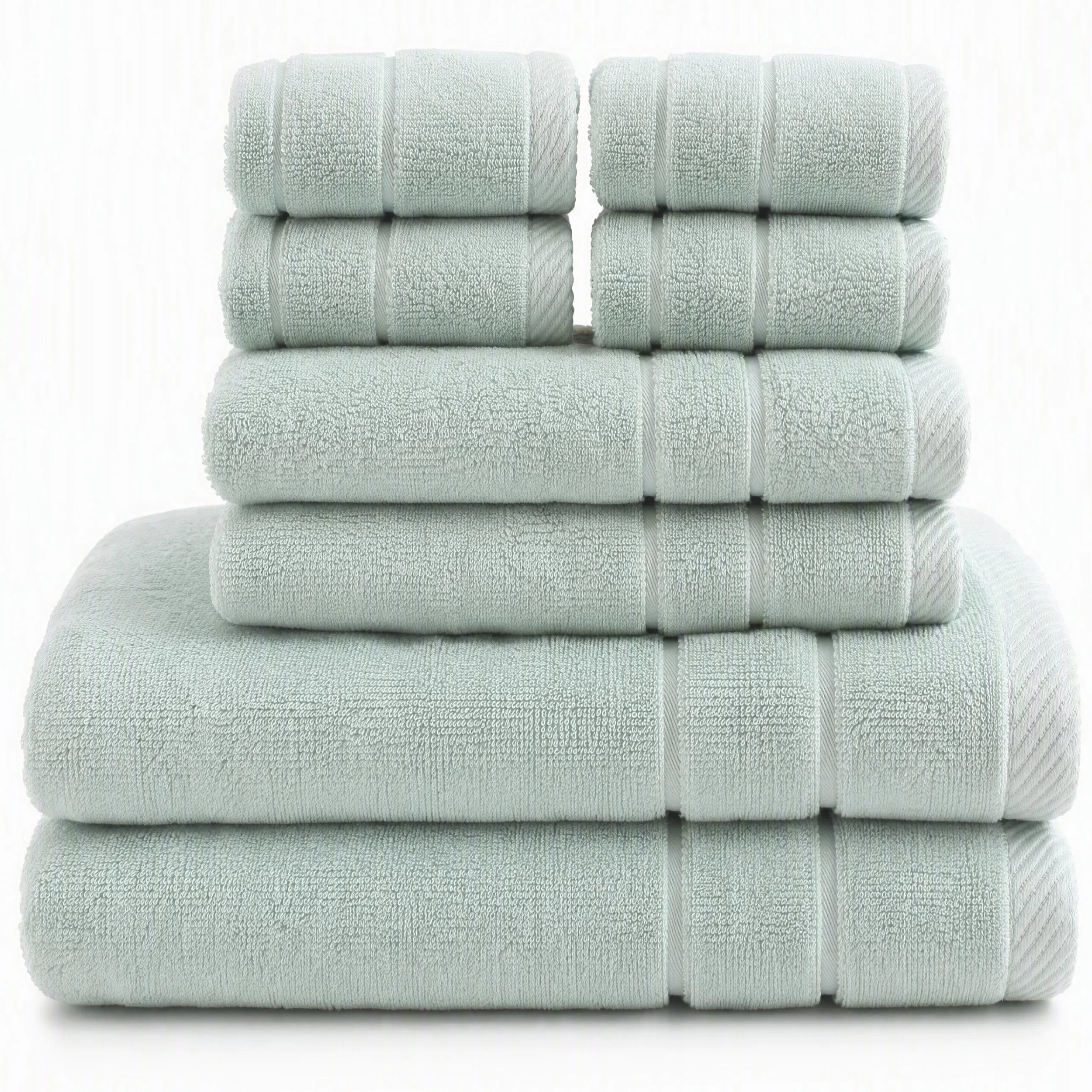 BEAQLIO 100% Cotton 8 Pack Bath Towels Set, Towel Set, Aqua