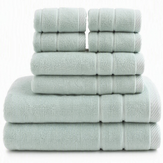 BEAQLIO 100% Cotton 8 Pack Bath Towels Set, Towel Set, Aqua
