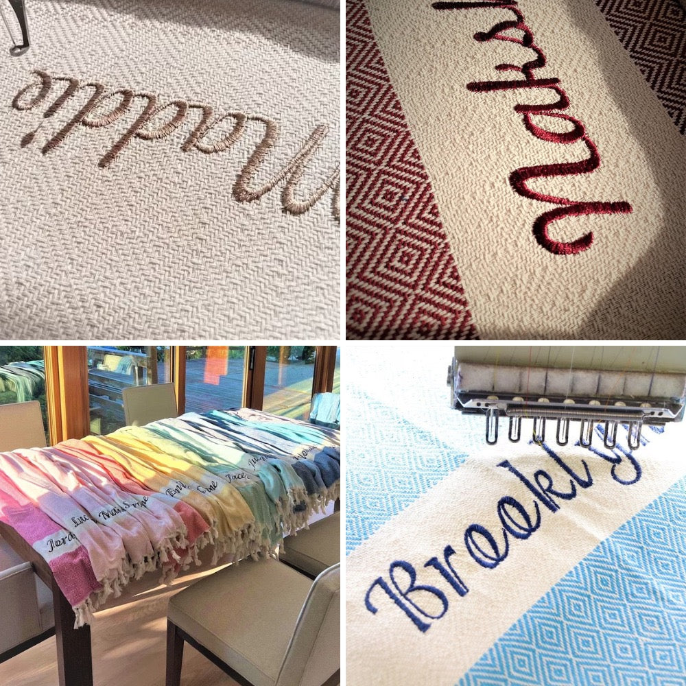 Personalized Turkish Towel Set – Quick-Dry Cotton, Customizable Embroidery &amp; Designs
