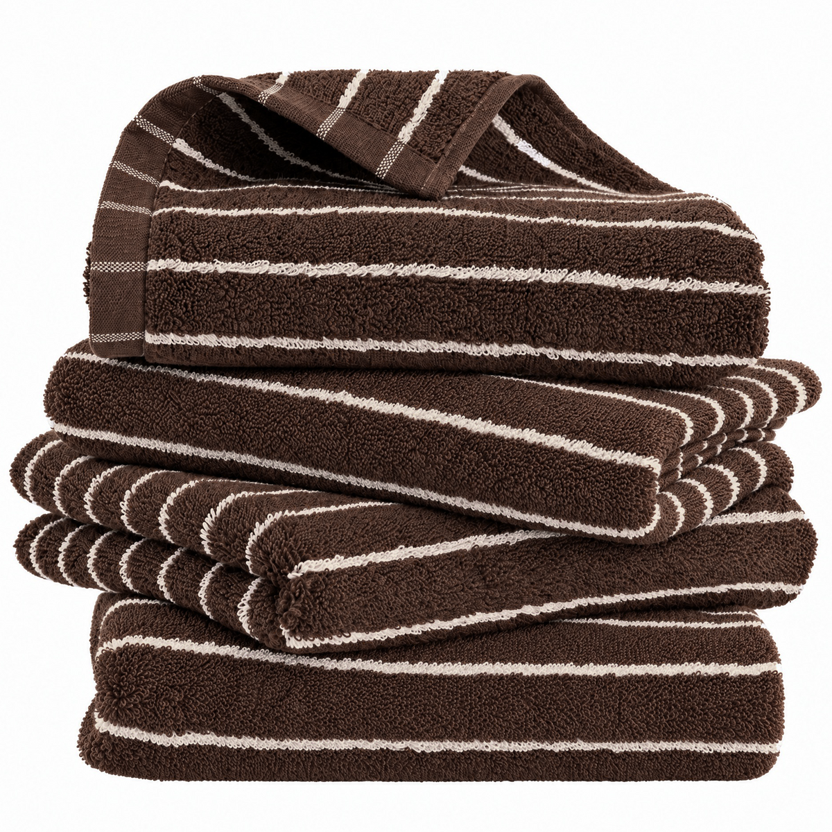 BEAQLIO Cotton Striped Washcloths 4 Pack, Wash Cloth Set, 13 * 13''