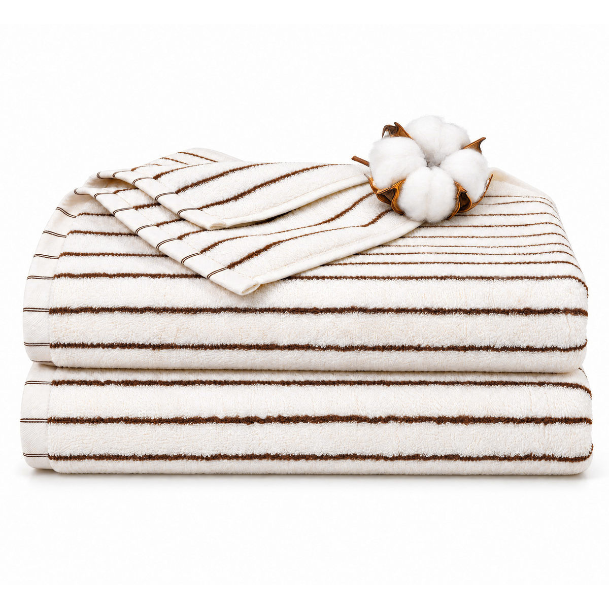 BEAQLIO 100% Cotton Bath Towels Set of 2, Striped Towel Set for Bathroom