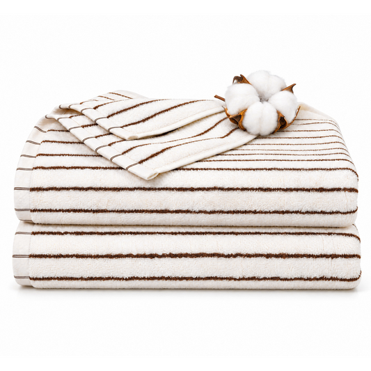 BEAQLIO 100% Cotton Bath Towels Set of 2, Striped Towel Set for Bathroom