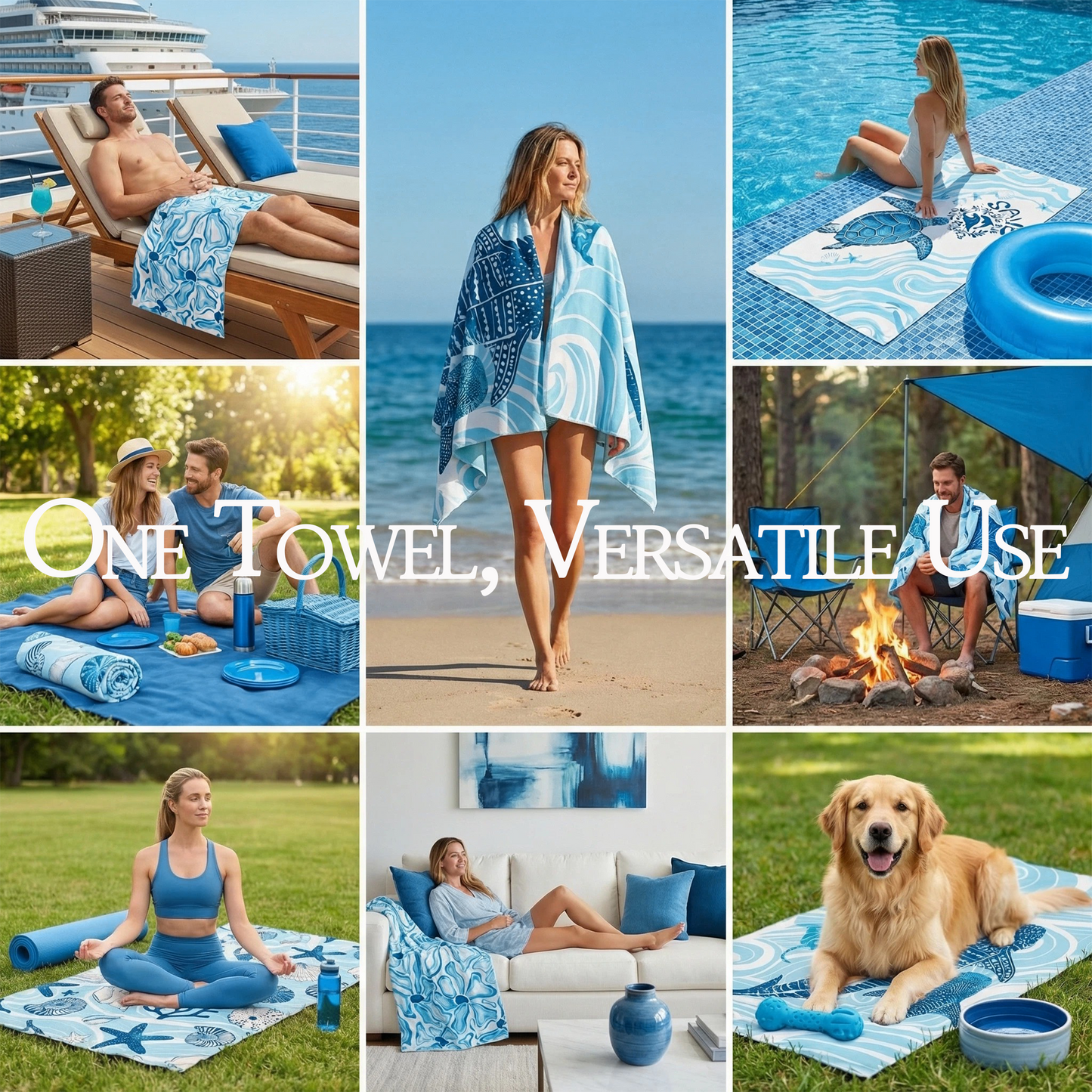 Beaqlio 6 Pack Microfiber Beach Towel Oversized with 6pcs Travel Bag, 71*36 Cruise Quick Dry XL Beach Towels for Cruise Pool Yoga Gym Gift, Lightweight Absorbent Sandproof Large Beach Essentials